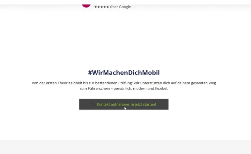 Standbild aus dem Screencast der Kontaktseite von fahrschulebenz.com