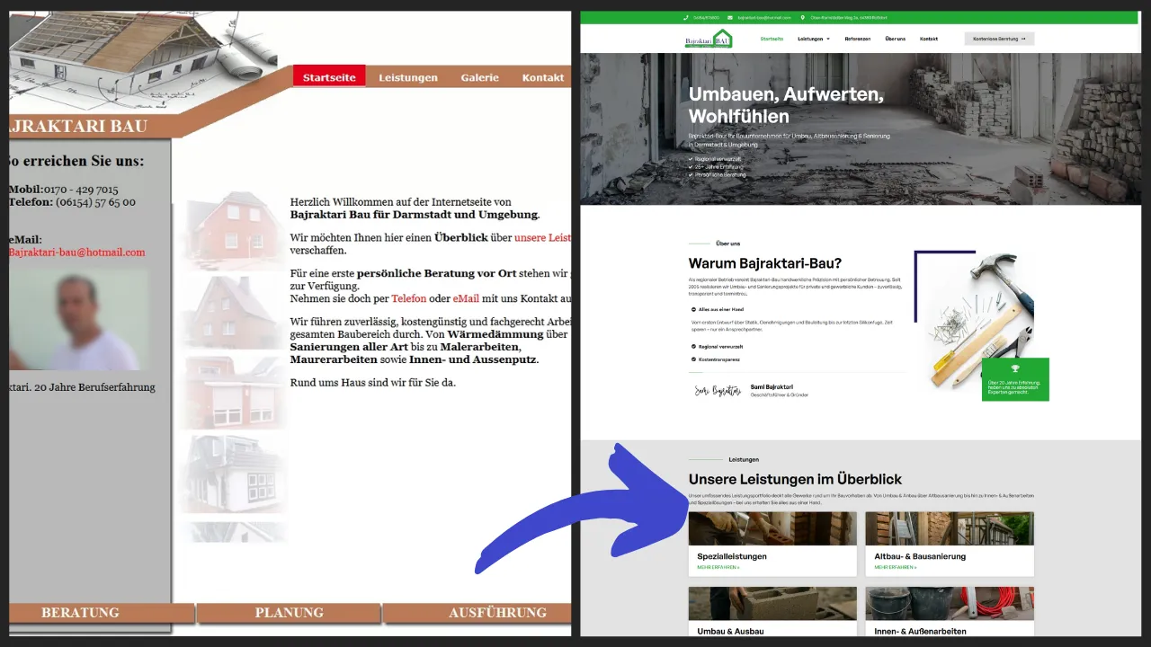 website relaunch bauunternehmen bajraktari bau